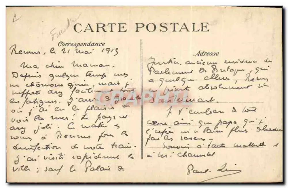 Menina de Pont-l'Abbé — retrato em traje local — Editor E.P.D. n°448 - Verso