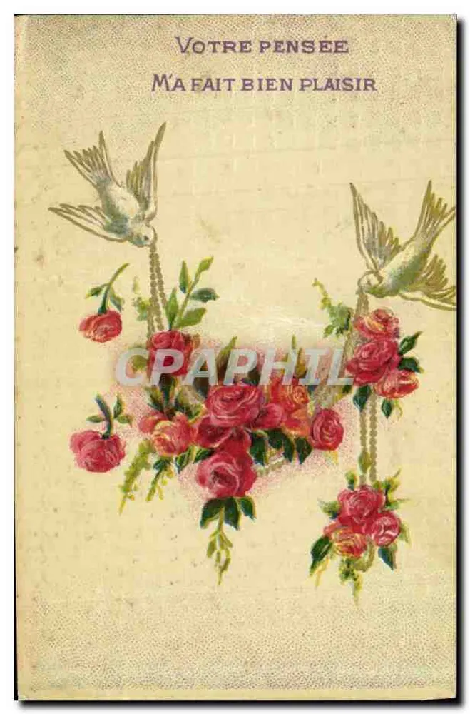 Flores y pájaros — Tu pensamiento me ha hecho mucho placer — editor no visible - Anverso