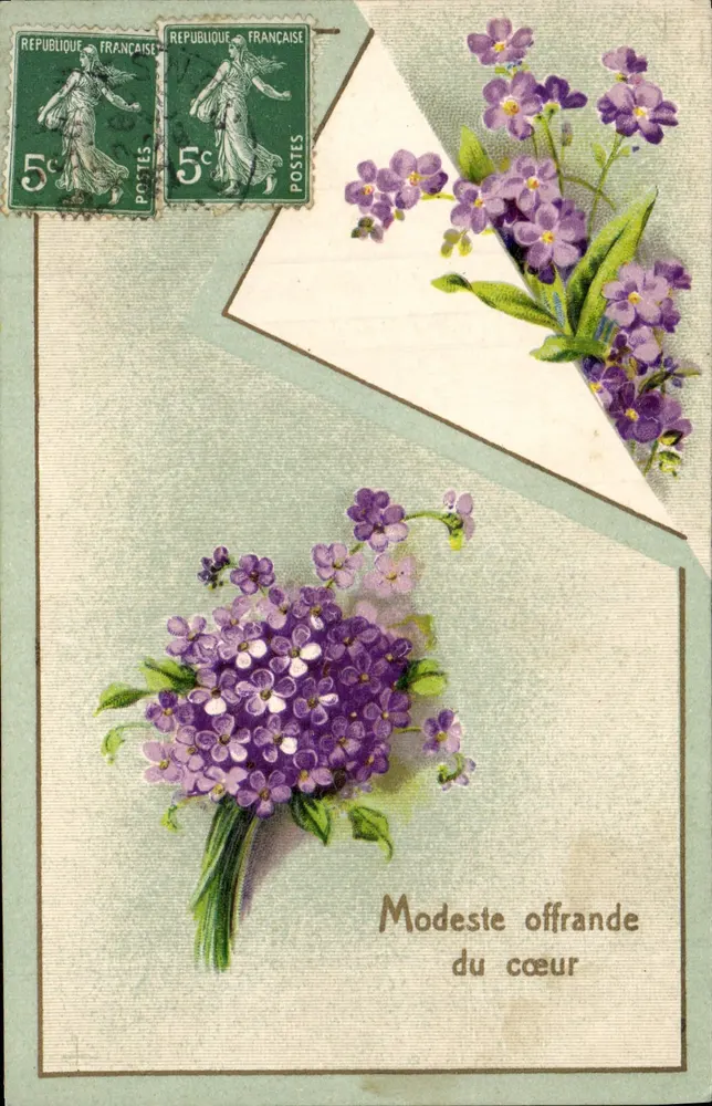 Mata de violetas — Pequena oferenda do coração — editor desconhecido, número de série não visível - Frente