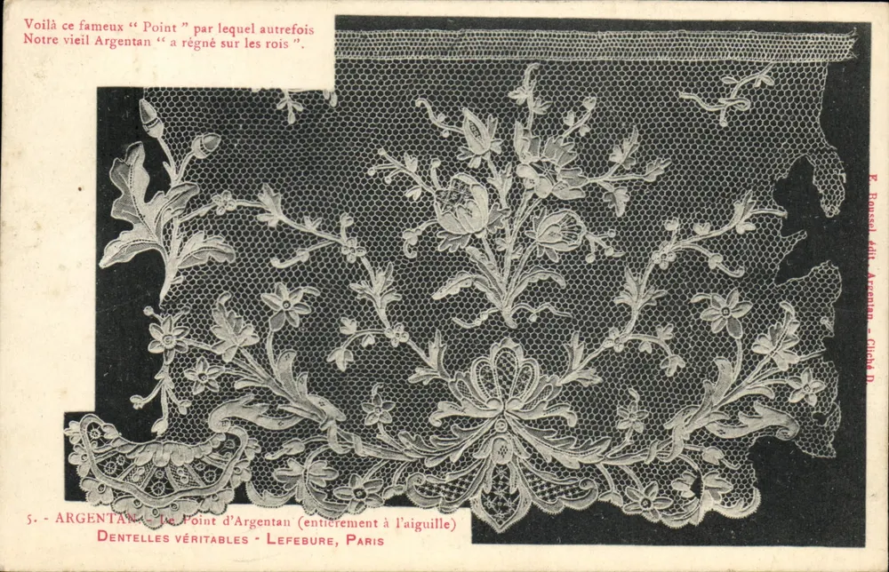 Argentan — Der Punkt von Argentan (vollständig Handarbeit) — Echte Spitze — Lefebure, Paris - Vorderseite