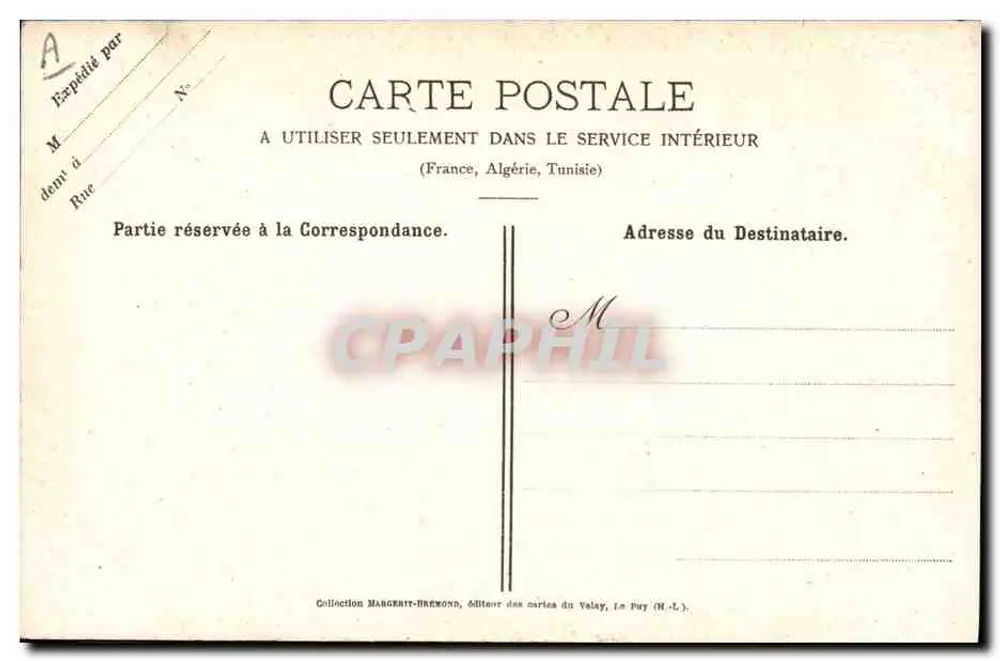 Der Bergfried des Schlosses Polignac — Chantilly Spitze — Verleger M. B. Cluday, Le Puy - Rückseite