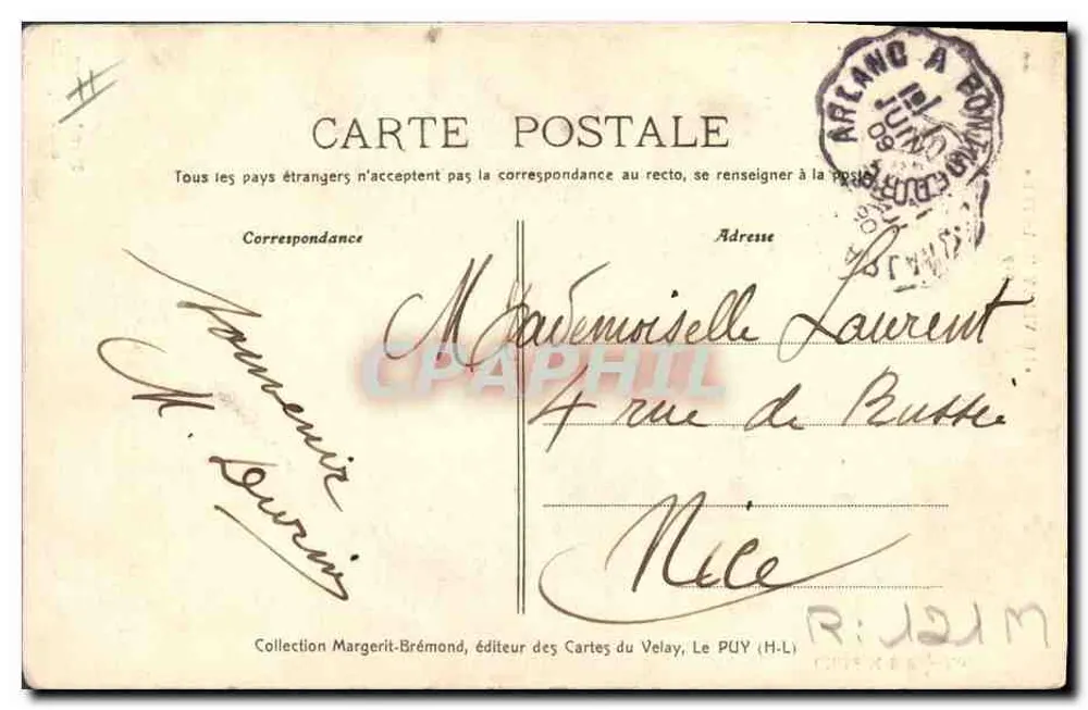 Auvergne-Lace-Macherin — « LE VELAY ILLUSTRÉ » n° 929 — Gîche M.-B. Rep. Ann. - Rückseite