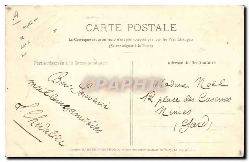 Dentelle du Puy — La Dentellière Espaliote — Verlag: Margerit-Dremond, Le Puy (H.-L.) - Rückseite