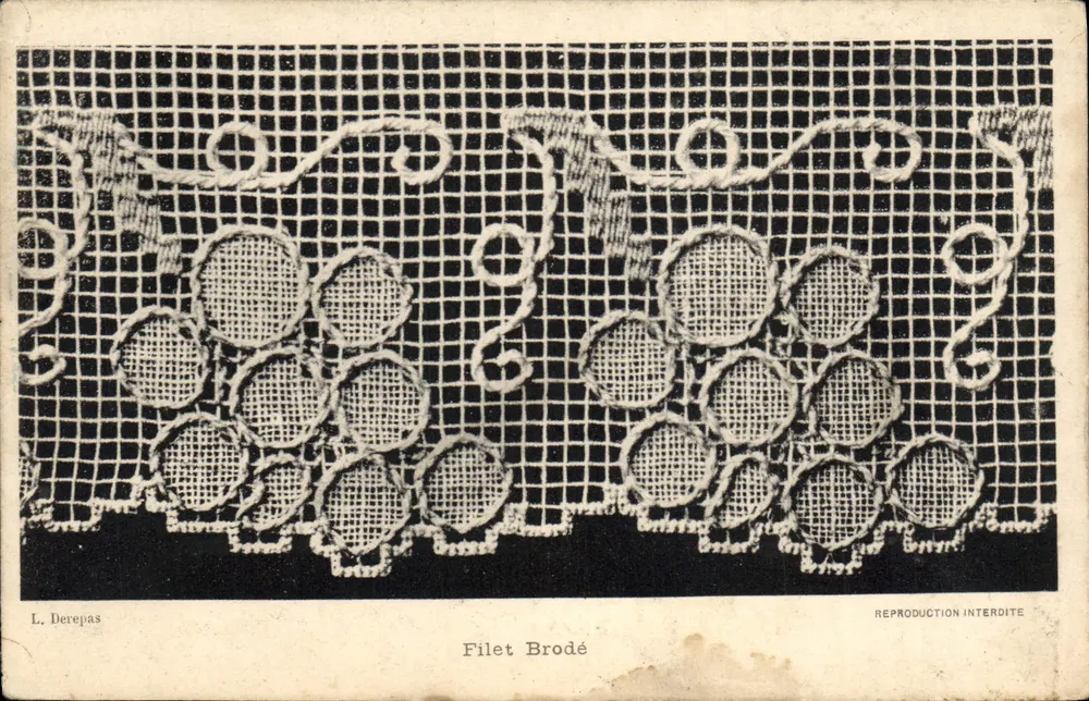 Filet Brodé — motif de dentelle brodée avec cercles et volutes — L. Derepas - Voorkant