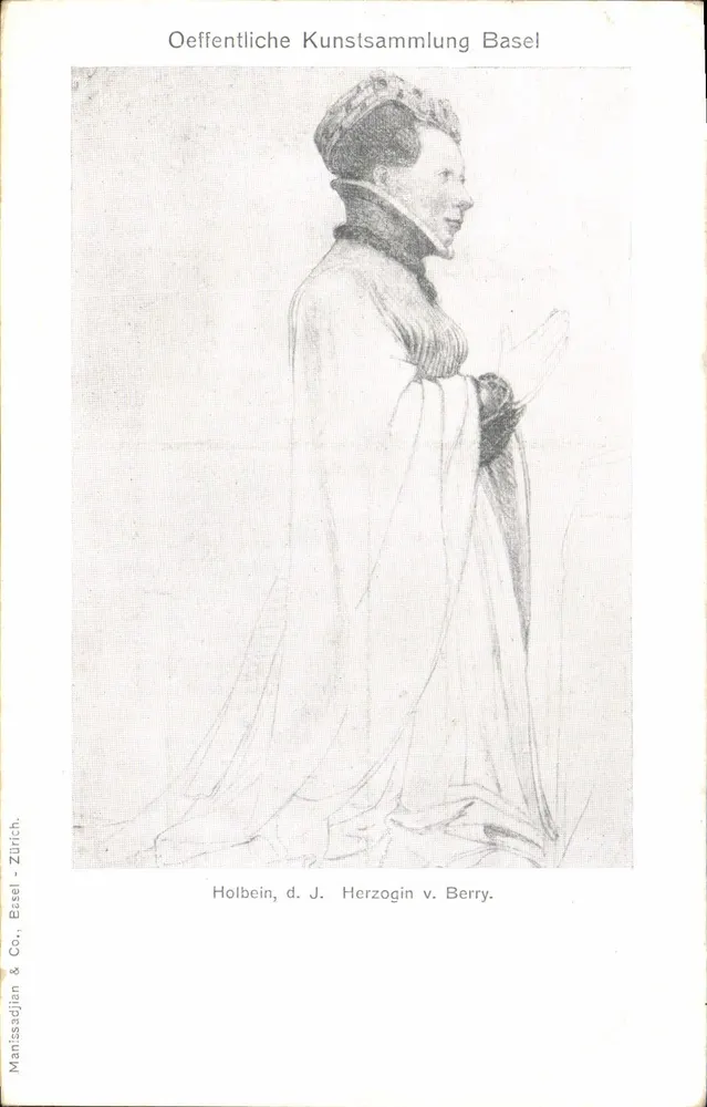 Retrato da Duquesa de Berry — desenho de Holbein — editor Manissadjan & Co., Zürich - Frente