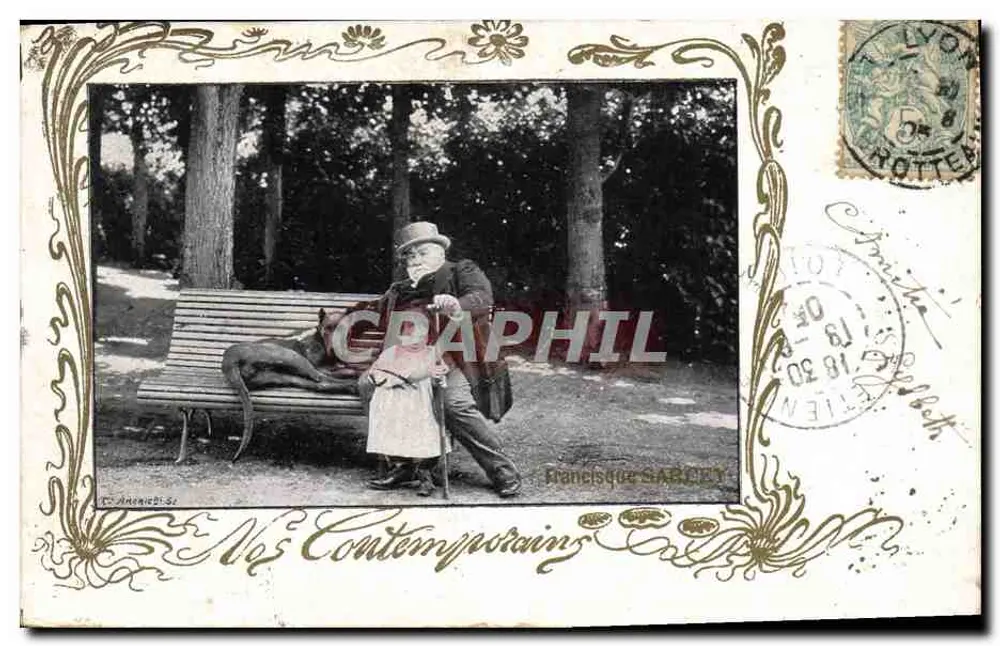 Een man en een hond in het park — Francisque SABOT — uitgever anoniem - Voorkant