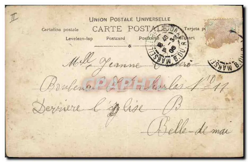Junge Frau mit Fächer — gerahmtes Porträt in gelben Rosen — Verlag Reuillinger, Paris, n° 941 - Rückseite
