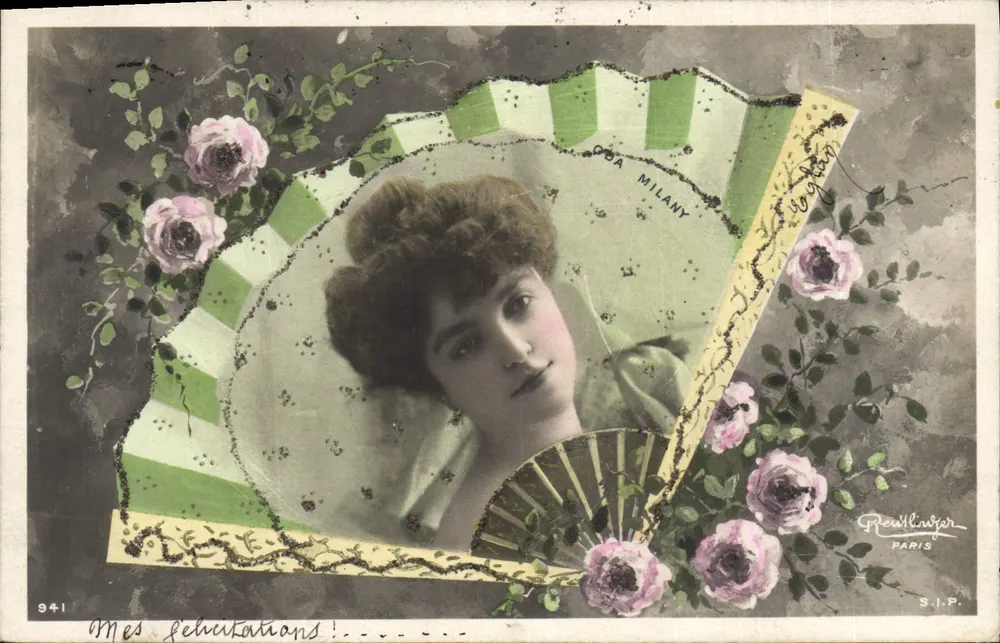 Oda Milany — Frauenporträt mit Fächer — Reedlinger Paris S.J.P. n°941 - Vorderseite