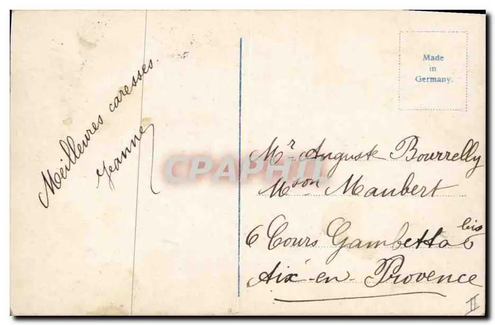 Femme en robe ornée tenant champagne — éditeur 'Made in Germany' et n° II - Rückseite