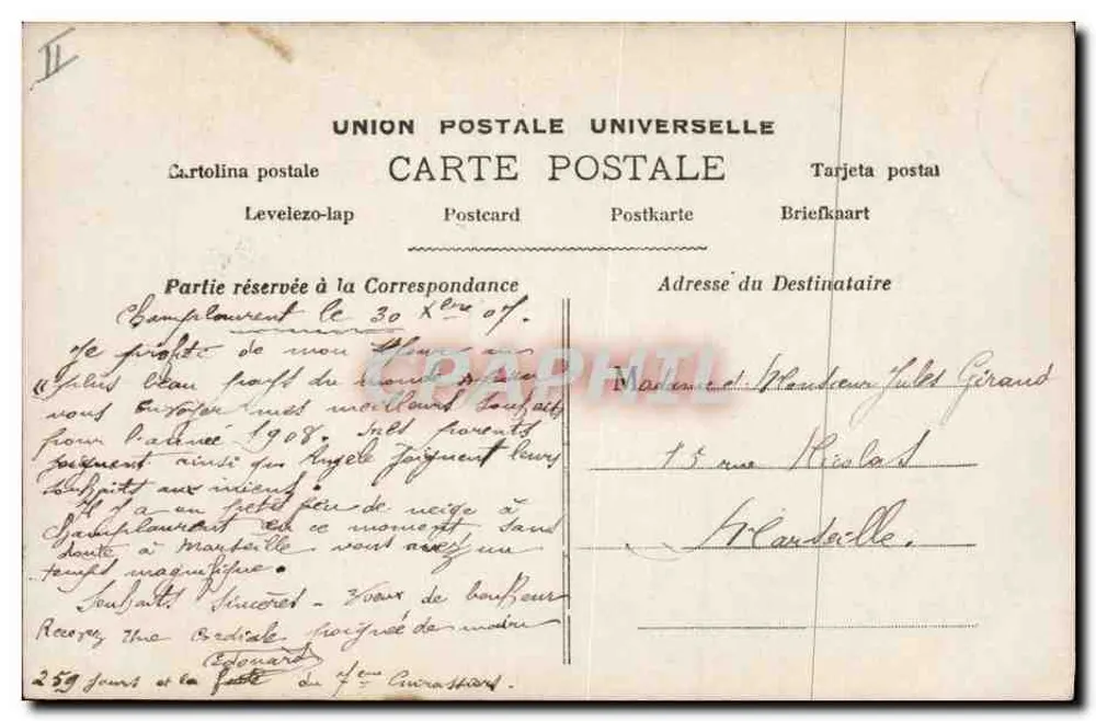 Bambina in abito verde e corona di fiori — 1908 — Éditeurs d'Art Paris, n° 2219 - Verso