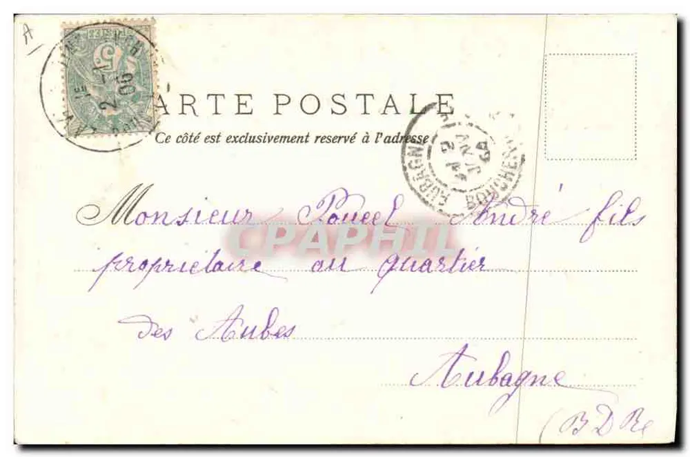Guten Jahreswunsch — Veilchen und Bänder — Chérea, n°3415 - Rückseite
