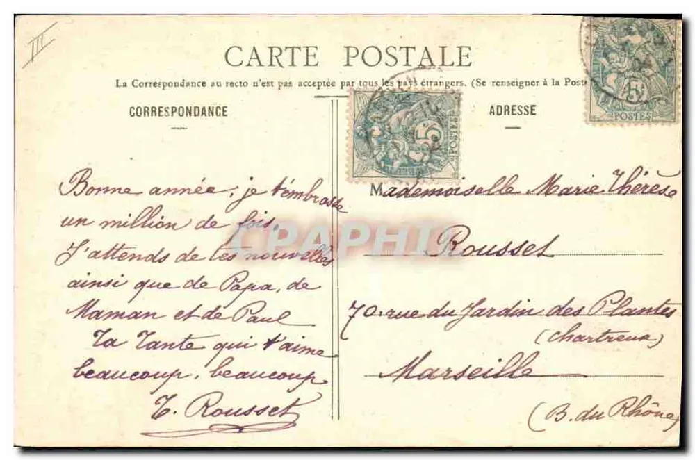 Urgroßmutter und Kind — Neujahr 1904/1905 — Phototypie A. Berberat & Cie, Nancy - Rückseite