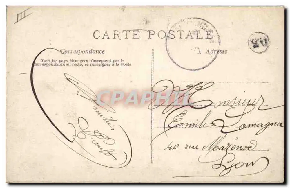 Pfarrszenen mit dem Jahr 1908 — Verlag P. Modigliani, signiert A.N. — 5c-Stempel - Rückseite