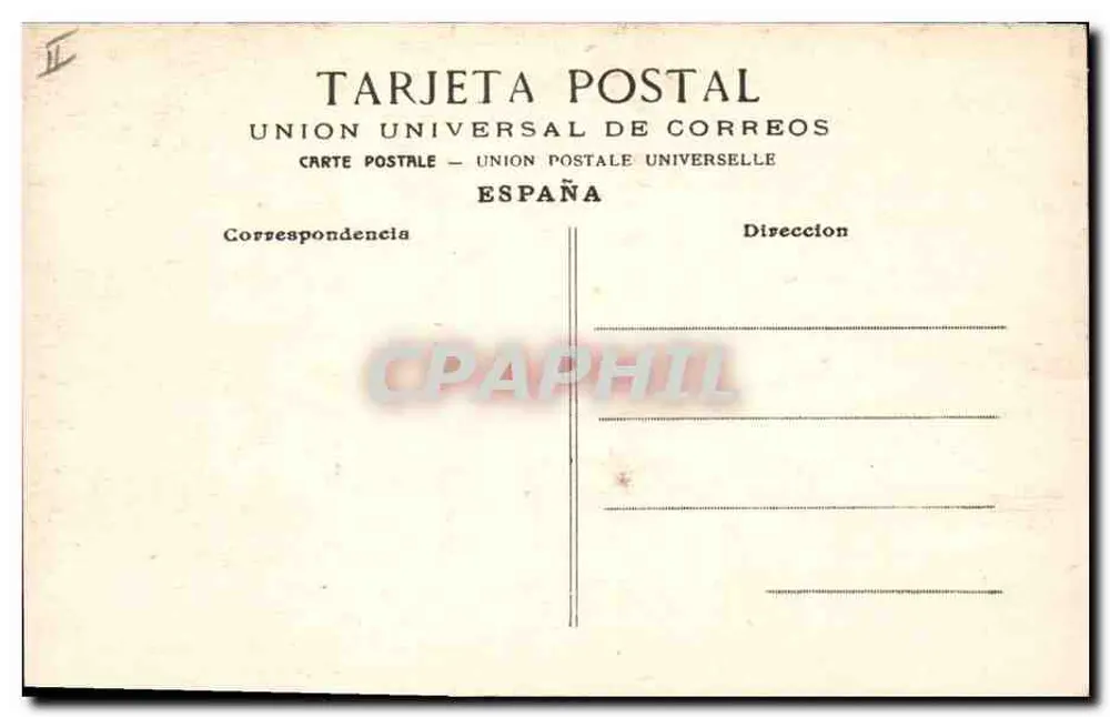 Corrida de Touros — A saída do Toril — Union Universal de Correos - Verso