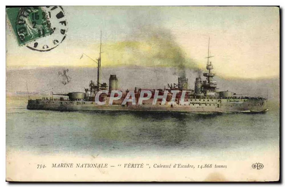 Marine Nationale — "Vérité", Schlachtschiff der Flotte, 14.868 Tonnen — Verleger E.P.D. n°754 - Vorderseite