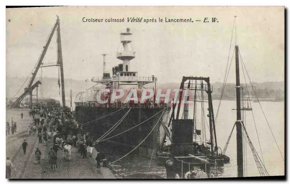 Panzerkreuzer Vérité nach der Werft — E. W. - Vorderseite