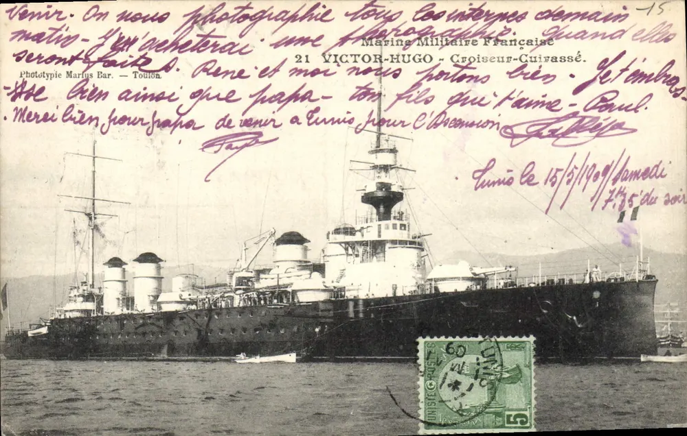 Kreuzer Victor Hugo — Französische Marine — Phototypie Marins Bar — Toulon - Vorderseite