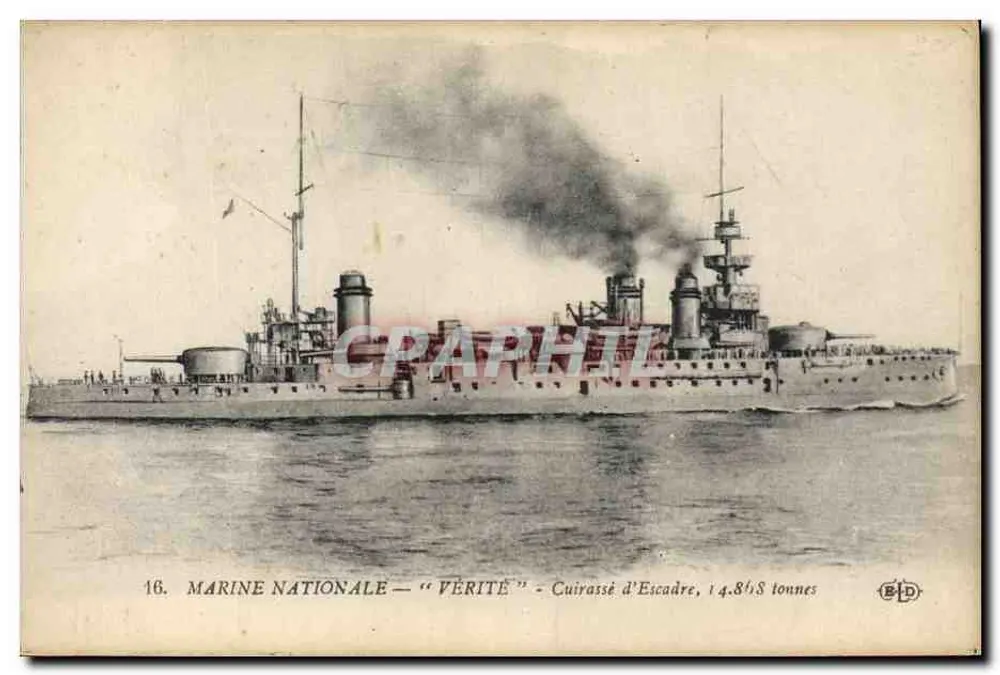 Marine Nationale — "Vérité" — Schlachtschiff der Flotte, 14.848 Tonnen - Vorderseite