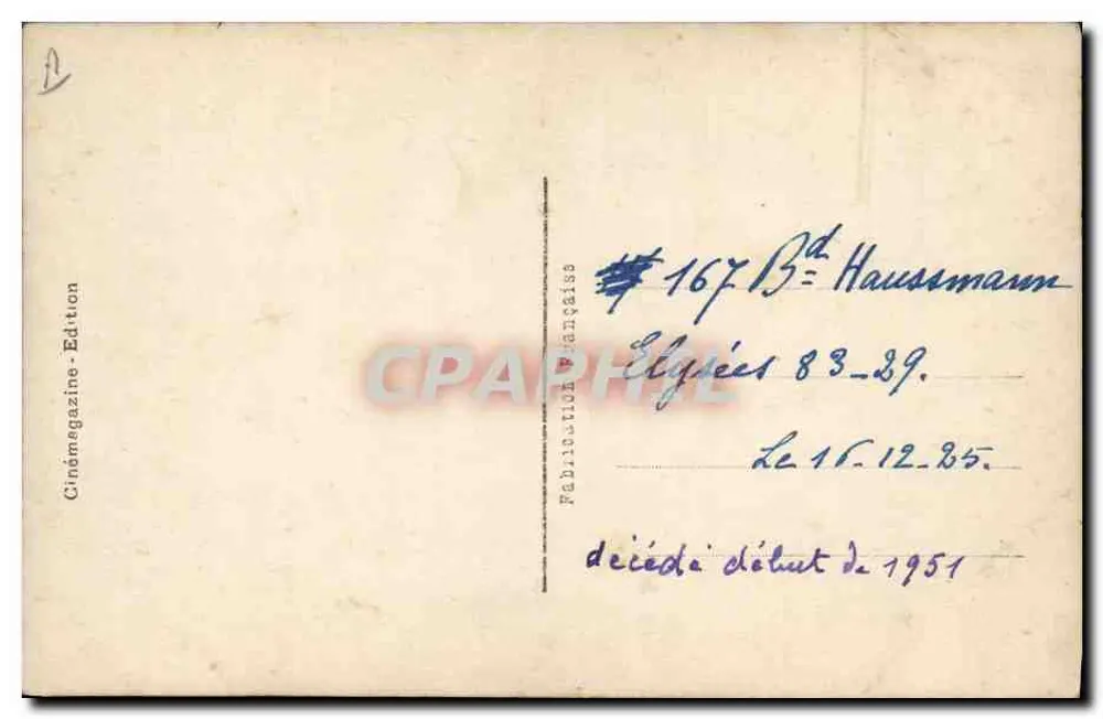 Aimé Simon Girard — Zeitgenössisches Kleid — Pathé Consortium Cinéma Nr. 19 - Rückseite