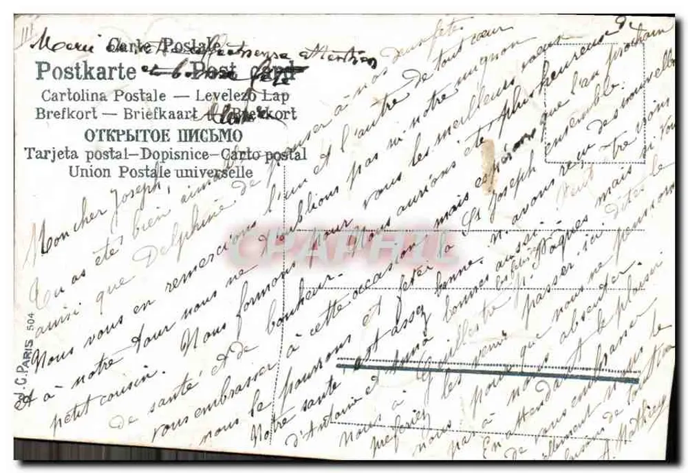 Festa — folhas de trêfola e mão — editor não visível - Verso