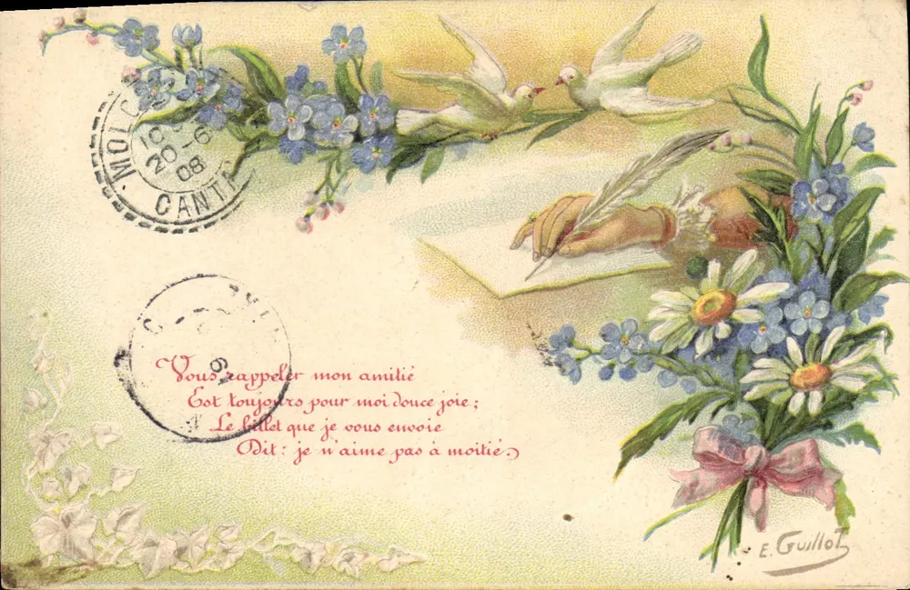 Carta postal ilustrada — Editor E. Guillot — Número de série não visível - Frente