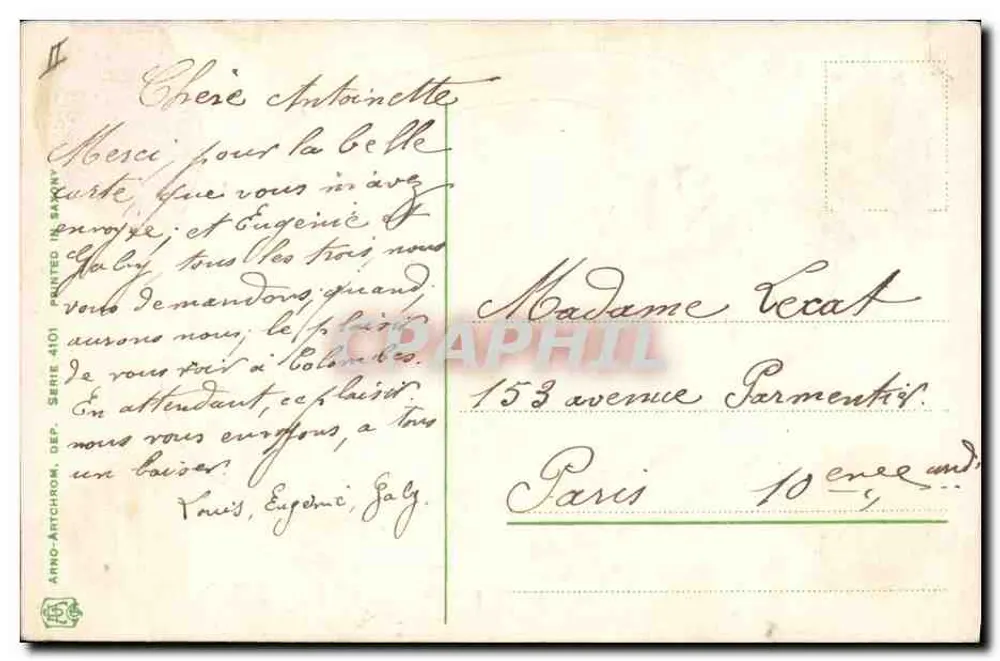 Frau am Strand — gemalte Szene — Arno-Antichrom, Serie 4101 - Rückseite