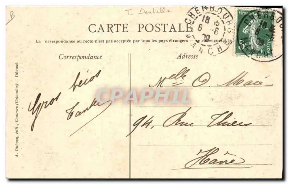 Dollmaker mit runder Kappe — Normandie — A.D. Nr. 62 - Rückseite