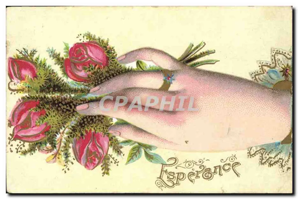 Mão segurando um buquê de rosas — Esperança — editor não visível - Frente