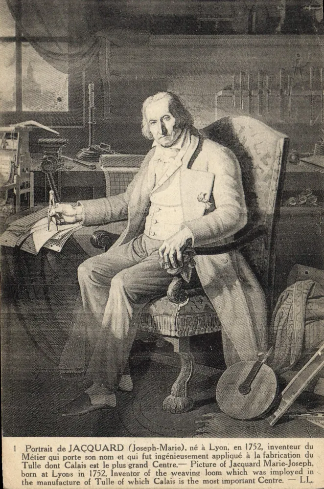 Retrato de Jacquard (Joseph-Marie) — inventor da máquina de tecer — editor L.L. (Lyon) - Frente