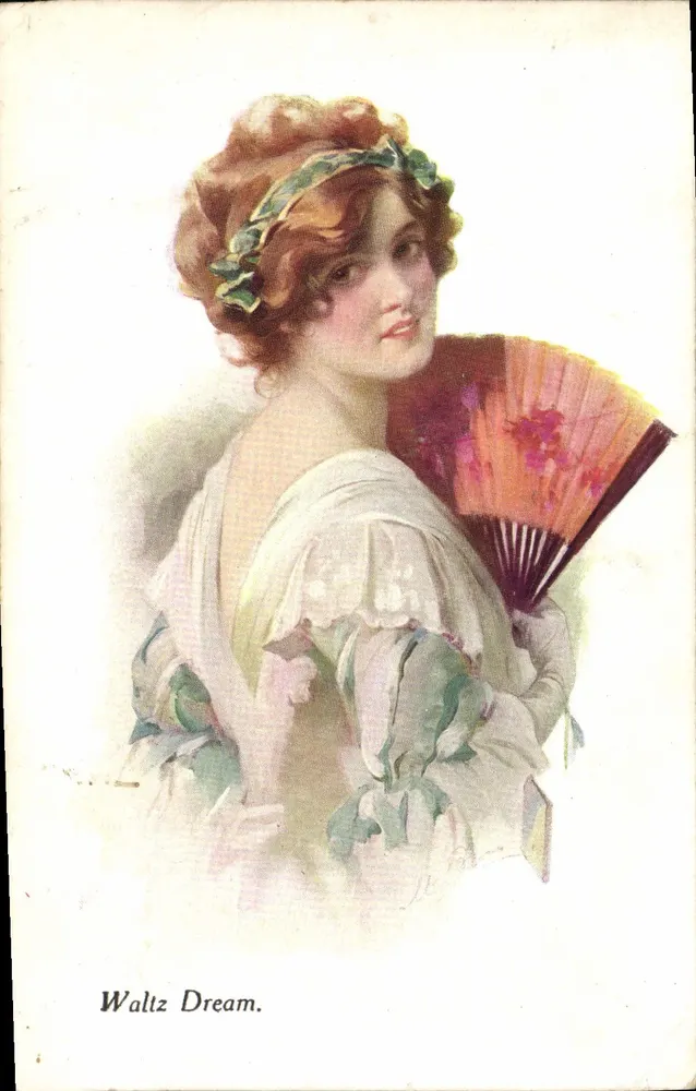 Waltz Dream — Illustration einer jungen Frau mit Fächer — Verlag nicht sichtbar - Vorderseite
