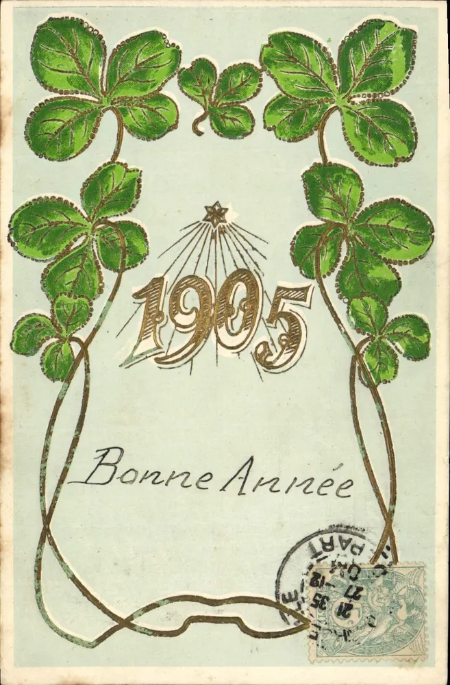 Gutes Neues Jahr 1905 — Kleeblatt-Design — Verleger nicht sichtbar - Vorderseite