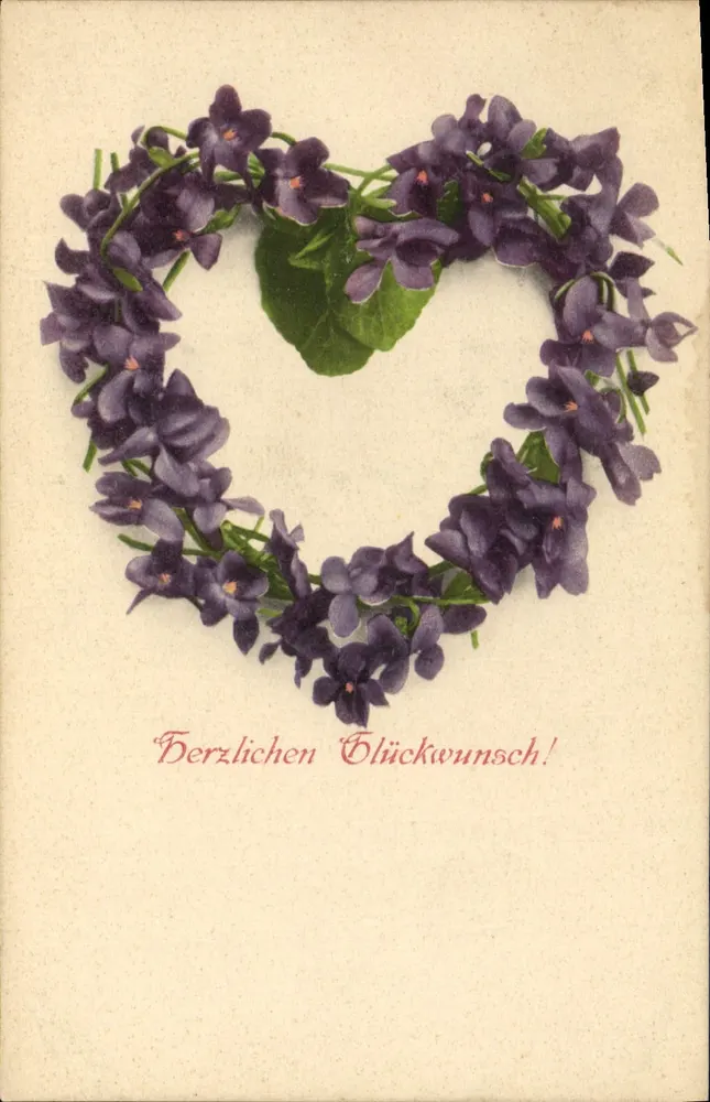 Violetas en forma de corazón — Tarjeta postal de la serie Natura n°5 - Anverso