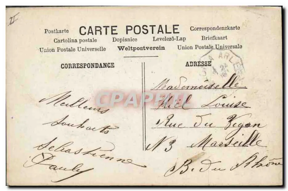 Mann mit einem Herzschild — Sainte-Louise, 25. August — M.F. Paris, n° 2140 - Rückseite