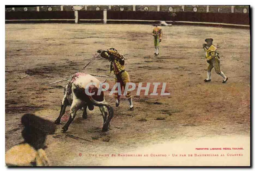 Eine Paar Banderillas am Cuartreo — Phototype Larruche Frères Toulouse - Vorderseite