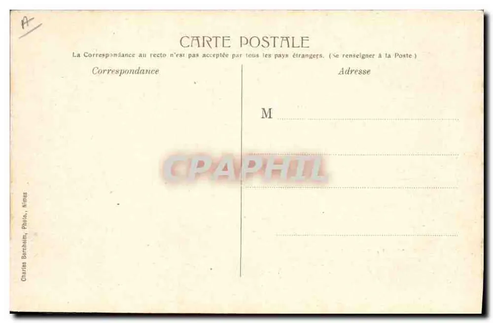 Nîmes — De corrida van toros. Eerste « tercio » of eerste fase van de corrida. - Achterkant