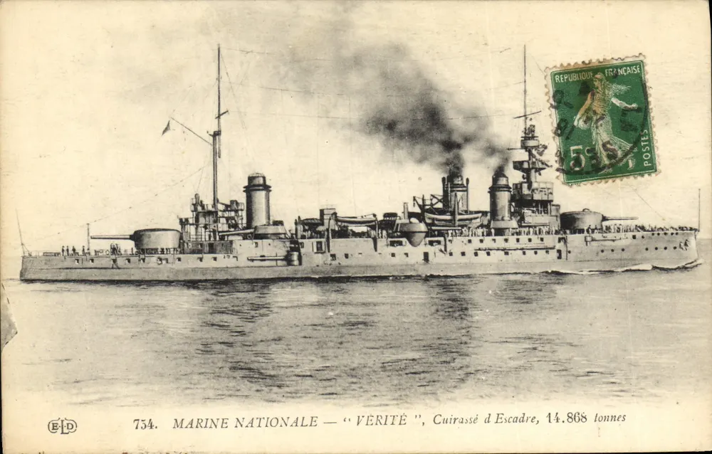 Nationalflotte — "VÉRITÉ", Schlachtschiff — Verlag E.D., Nr. 754 - Vorderseite