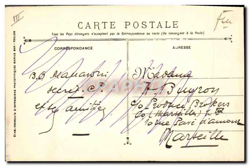 WALDECK-ROUSSEAU — Kreuzer-Kreuzer — Verlag Marius Bar, Toulon, n° 202 - Rückseite