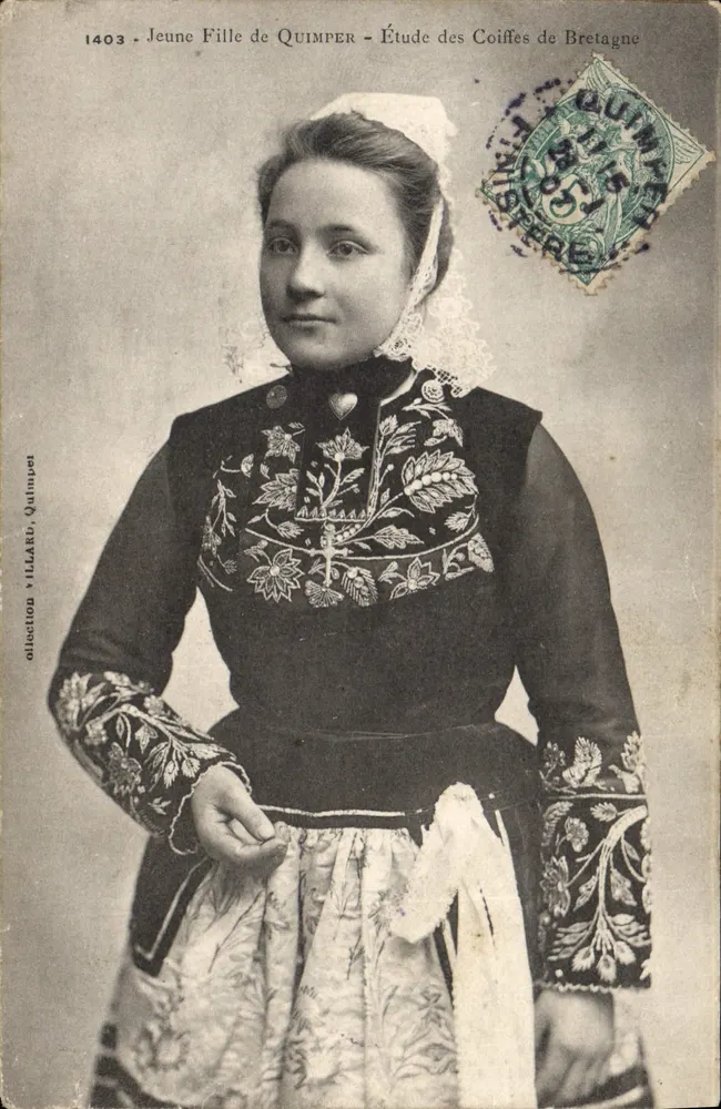 Jovem Mulher de Quimper — Estudo dos Lenços de Bretanha — Coleção Villard, Quimper - Frente
