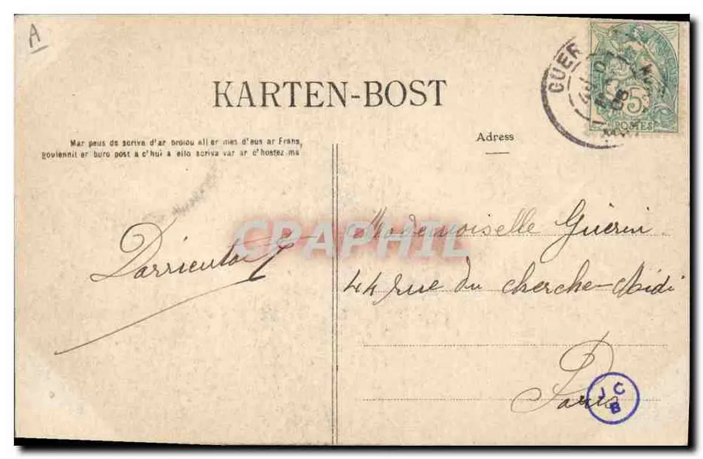 Jovem de Pont-l'Abbé — Estudo de chapéus da Bretanha — Coleção Villard, Quimper - Verso
