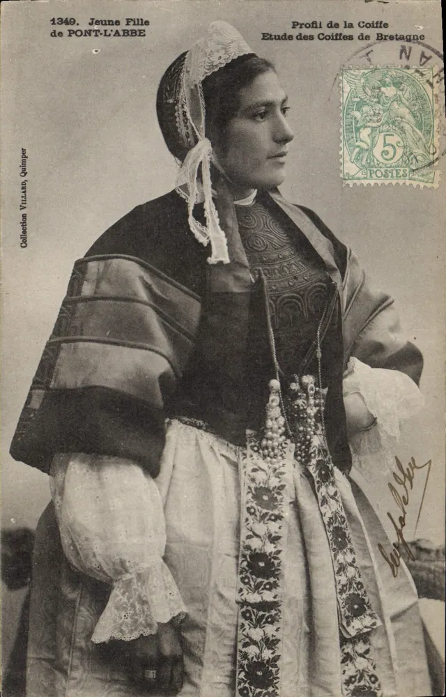 Jovem Menina de Pont-l'Abbé — Perfil da Coiffe — Coleção Villann, Quimper - Frente