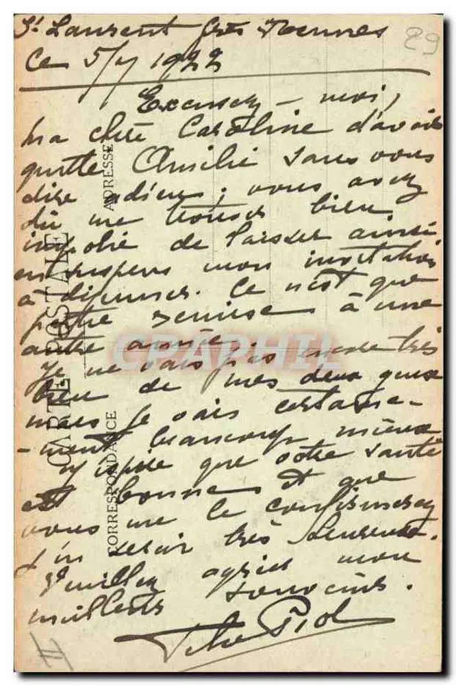 Jovem Menina de QUIMPER — Coleção H. Laurent, Port-Louis — n° 3655 - Verso