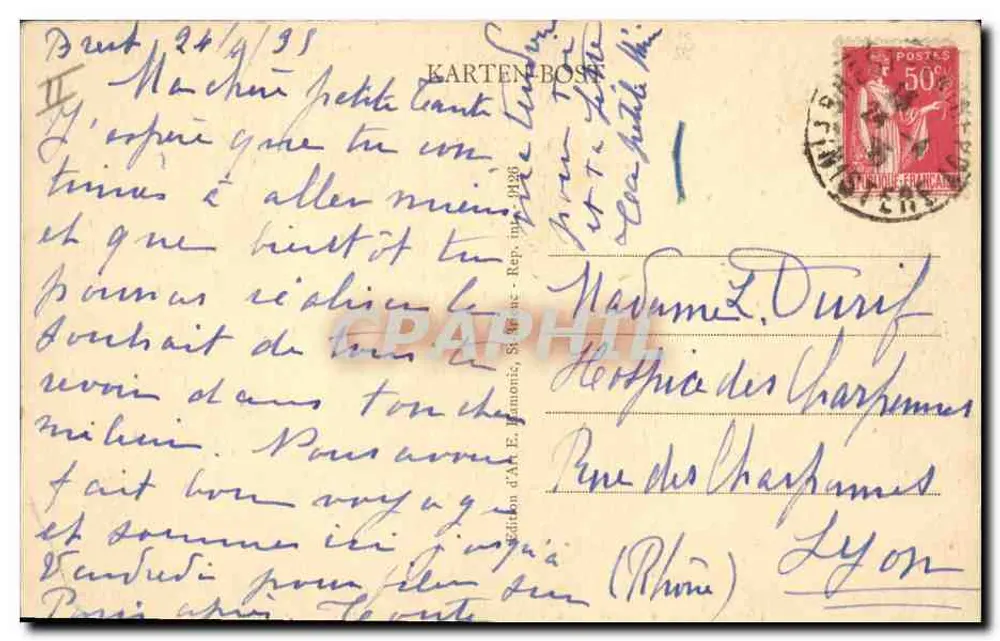 Bretagne - Sardinières warten auf den Rückkehr der Fischer — Ausgabe von An. E. Ramonie, St. Marc, Lyon - Rückseite