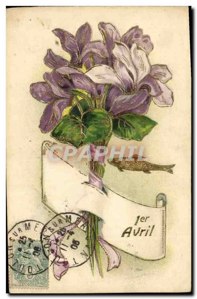 Blumenstrauß aus Violets — 1. April — Verlag nicht sichtbar - Vorderseite