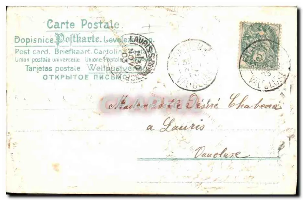 Duas pombas e flores — lembrança afetuosa — Laure - Verso
