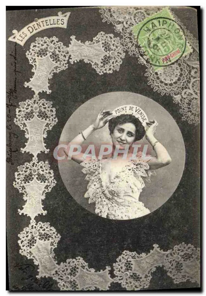 Frau in Seidenkleid — Point de Venise — Phototypie A. Berberet & Cie, Nancy - Vorderseite
