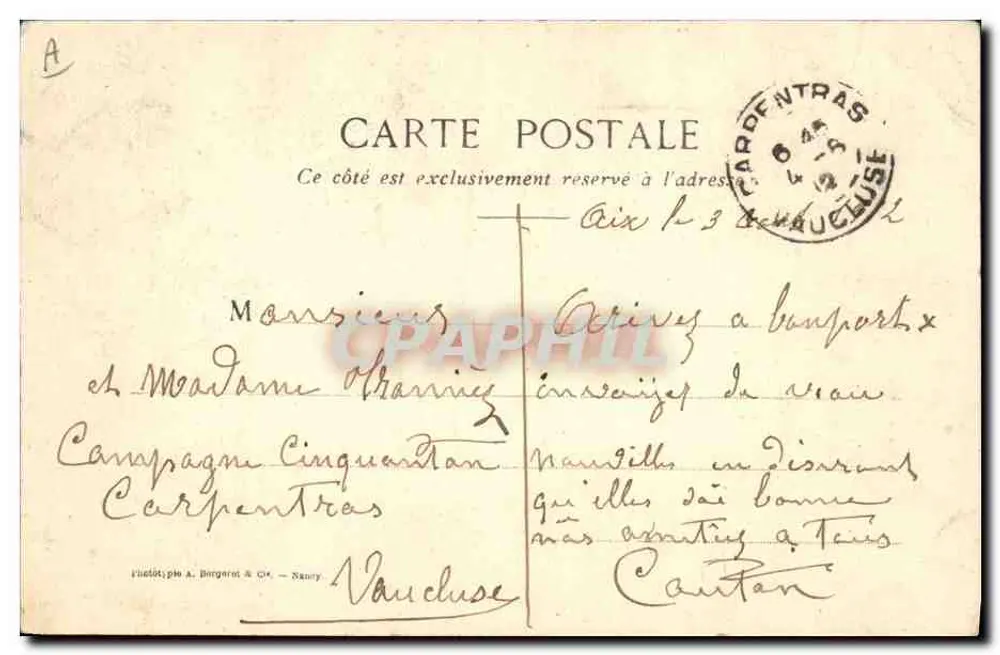 Les Dentelles — Ponto de Veneza — Editor A. Bergeret & Cie, Nauvy - Verso