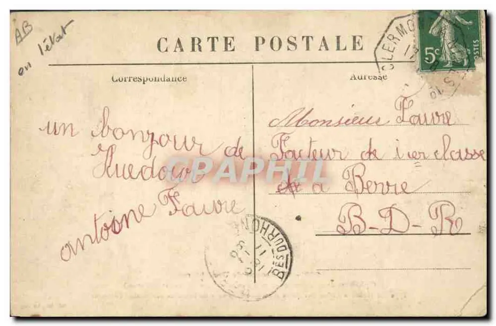 Eine Gruppe von Dentellières — Beispiele von fünf Hauptfrisuren des Landes, alt und modern — M. B., Le Puy - Rückseite