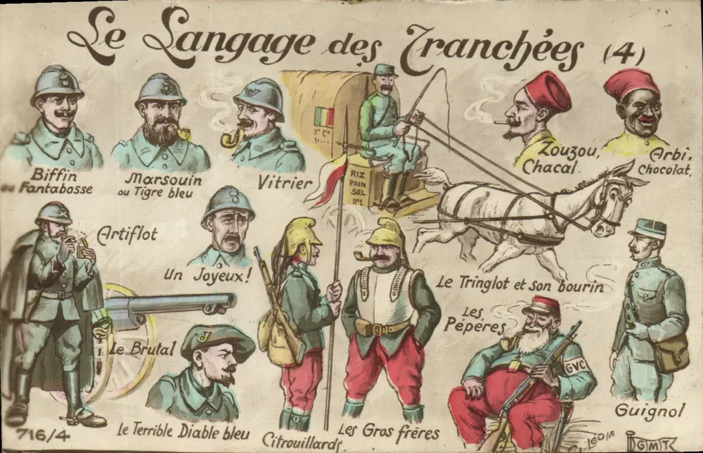 Die Sprache der Schützengräben (4) — militärische Karikaturen — IGMT - Vorderseite