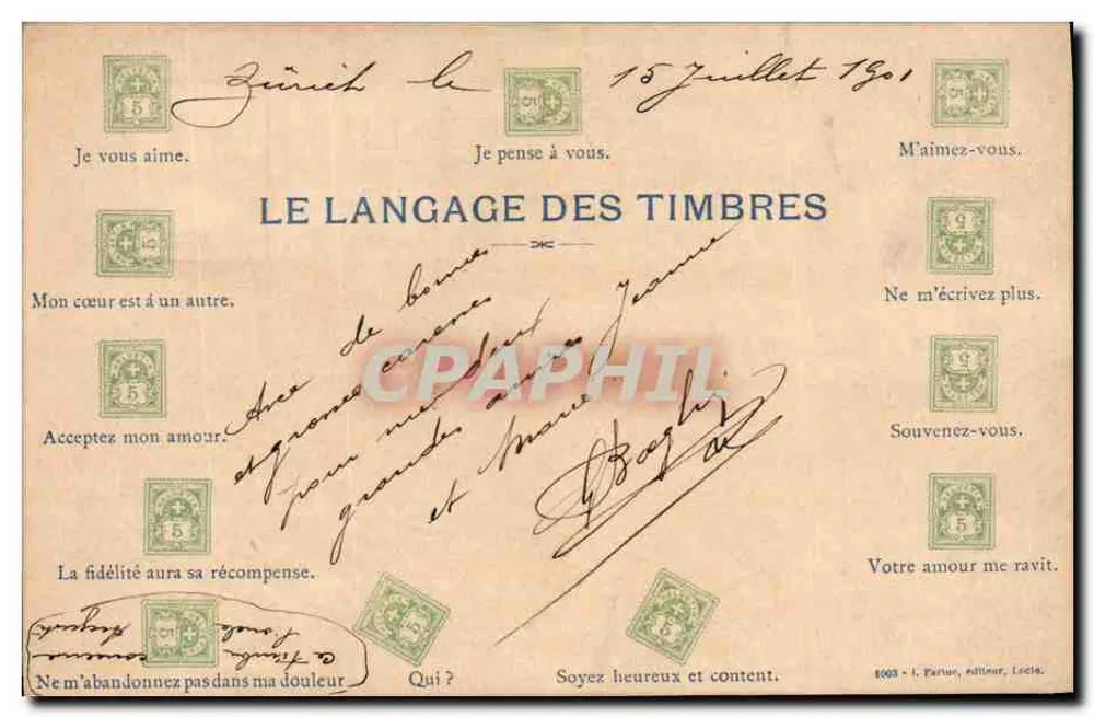 Die Sprache der Briefmarken — Verlag I. Partur, Lecle — Nr. 6003 - Vorderseite