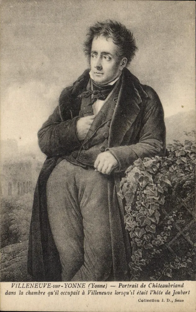 Villeneuve-sur-Yonne — Portrait von Châteaubriand im Zimmer, das er in Villeneuve bewohnte — Sammlung J. D., Sens - Vorderseite